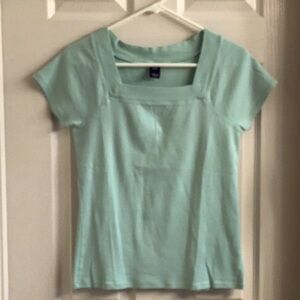 Gap Square-Neck Cotton Tee Shirt, Seafoam Green, Ladies Large